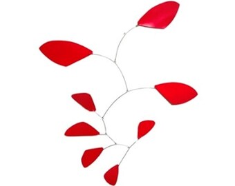 Red Leaves Hanging Mobile - Funky Design Decor - Kinetic Art - Free US Shipping