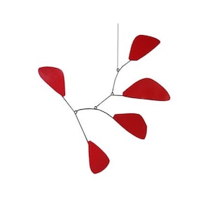 Red Shapes Abstract Splash Mobile - Kinetic Art - Free US Shipping