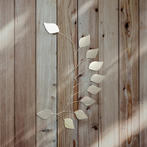 Silver Leaves Curves Hanging Mobile - Kinetic Art - Free US Shipping