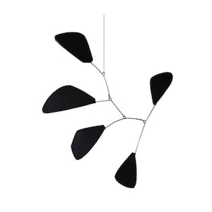 Black Leaves Abstract Splash Mobile - Kinetic Art - Free US Shipping