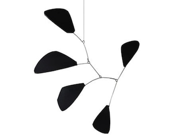 Black Leaves Abstract Splash Mobile - Kinetic Art - Free US Shipping
