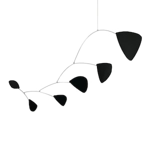 Pilot Style Hanging Mobile - Black Leaves - Kinetic Art Sculpture - Free US Shipping