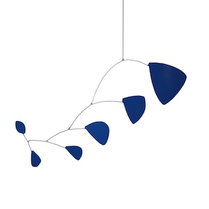 Pilot Style Hanging Mobile - Blue Leaves - Kinetic Art Sculpture - Free Shipping