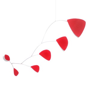 Pilot Style Hanging Mobile - Red Leaves - Kinetic Art Sculpture - Free US Shipping