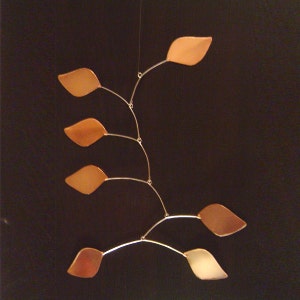 Copper Leaves Hanging Mobile Art Kinetic Free Shipping Unique Gift