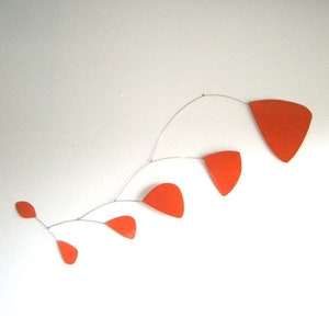 Pilot Style Hanging Mobile - Orange Leaves - Kinetic Art Sculpture - Free US Shipping