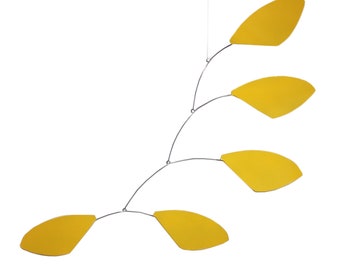 Hope Style Yellow Leaves Abstract Modern Hanging Mobile Gift - Kinetic Art - Free US Shipping