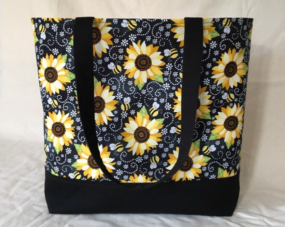 Bees and Sunflowers Tote Small Tote Bag Bee Tote Sunflower - Etsy