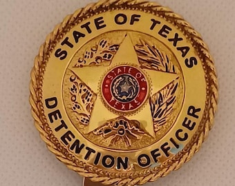 Handcrafted Detention Officer Keychain: Texas State Seal, Gold Rope Detail