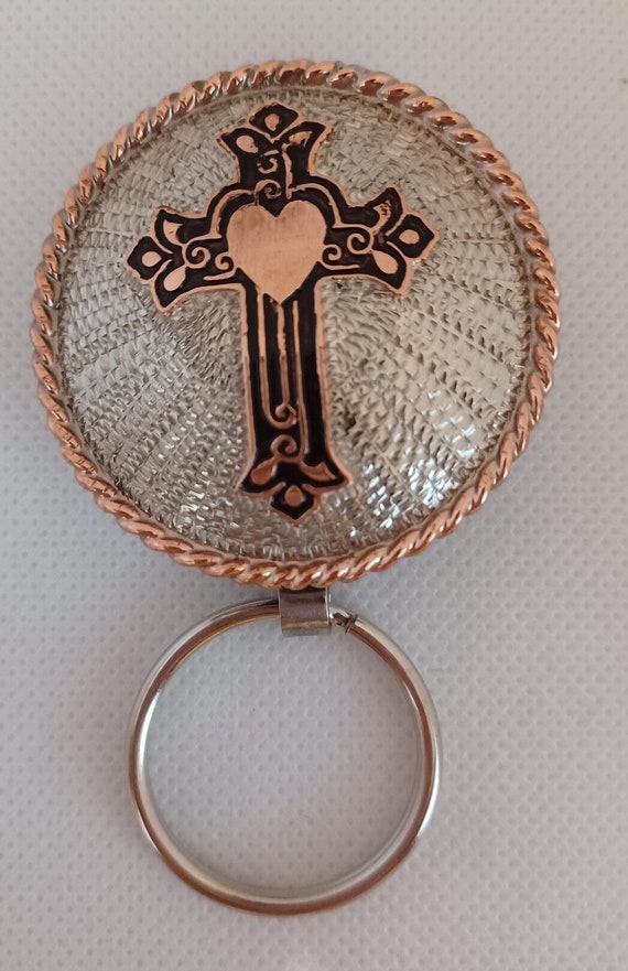 Handcrafted Key Chain with green Cross