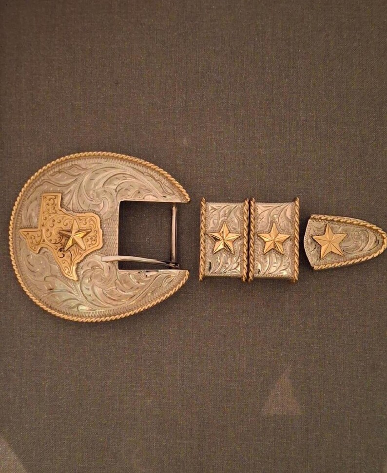 Western Ranger Steel Set 4 Piece Ranger Set Silver With Gold Texas - Etsy
