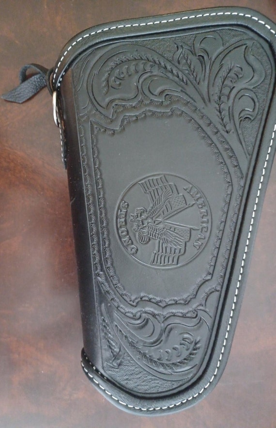 Beautiful Handcrafted Black Leather Pistol Caddy