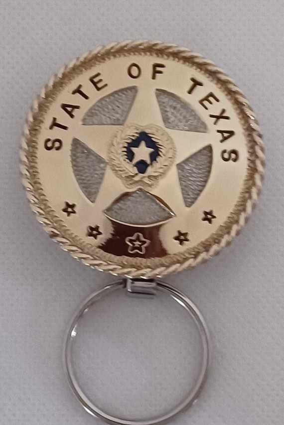Handcrafted Texas Key Chain with blue in the State Seal