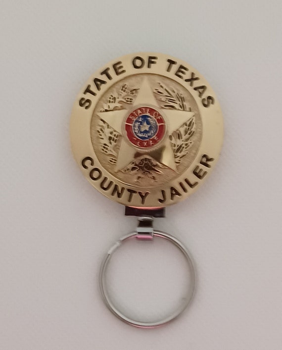 Handcrafted State of Texas County Jailer keychain