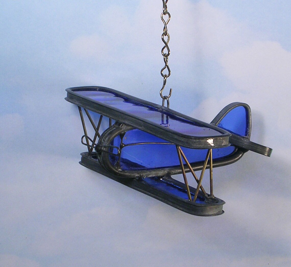 Stained glass airplane Airplane suncatcher Airplane Etsy