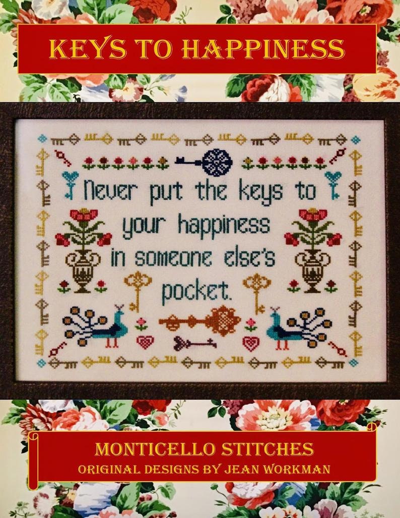 NEW at NEEDLEWORK EXPO Keys to Happiness by Monticello Stitches