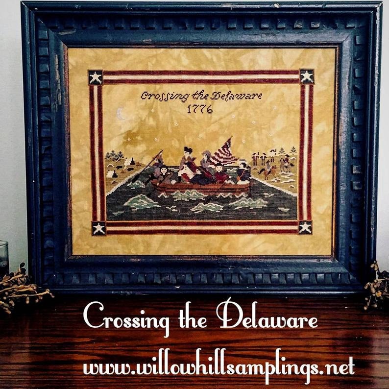 PDF Digital Download Crossing the Delaware Cross Stitch Sampler by Willow Hill Samplings