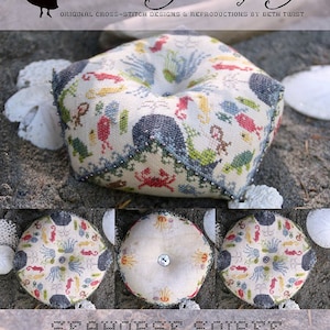 Seahorse Soiree Biscornu by Heartstring Samplery