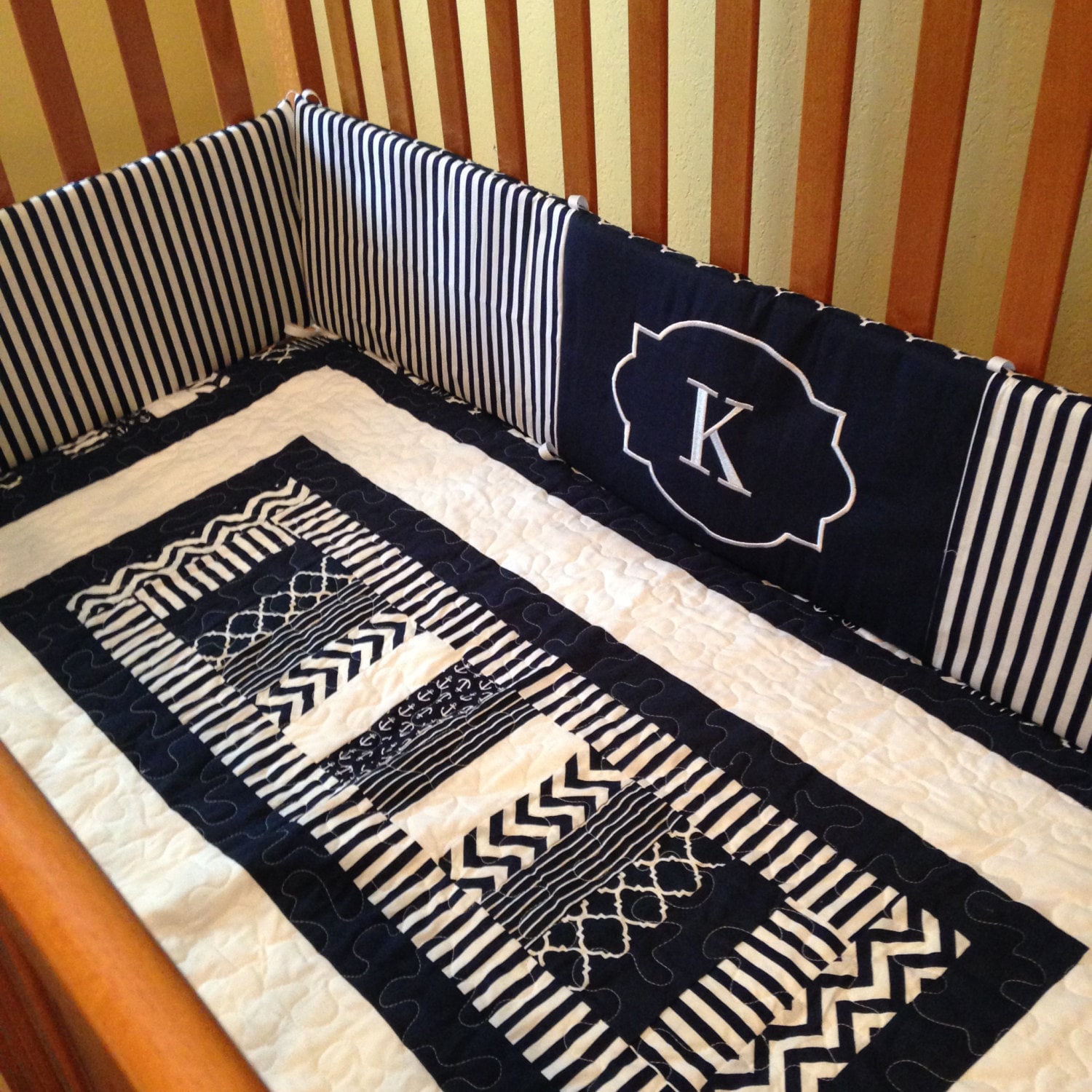 4 Piece Custom Crib Bedding Quilt bedskirt Monogrammed Etsy