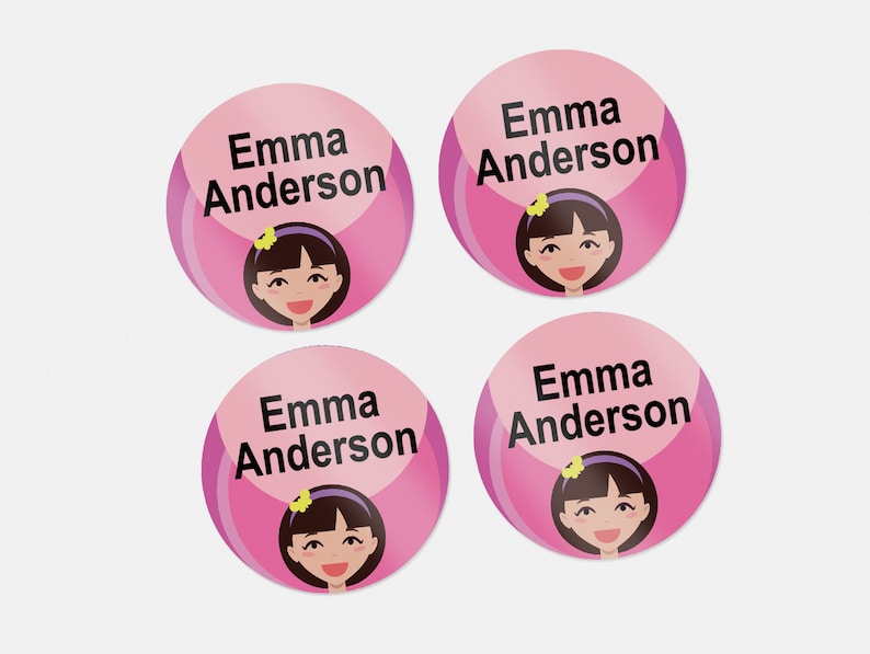 24 ROUND Personalized Baby Bottle Labels Waterproof Dishwasher Safe Girl Design