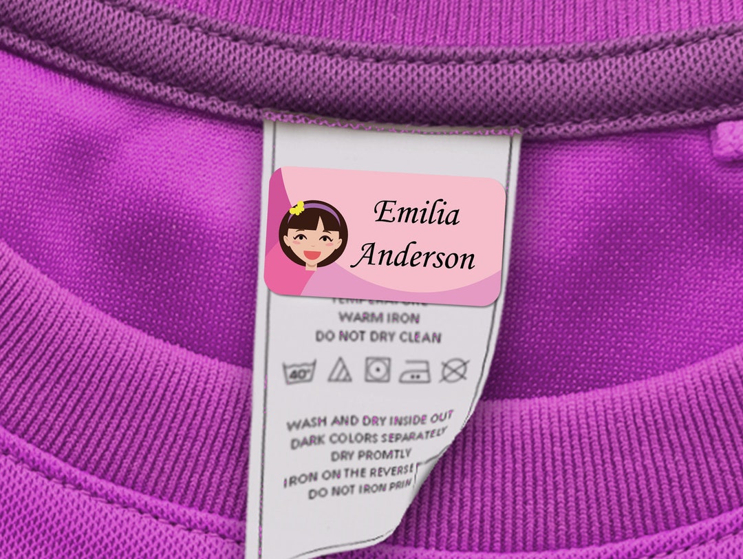 60 Clothing Tag Labels, Daycare Labels for Clothing, Personalized With Your Name girl Design Etsy