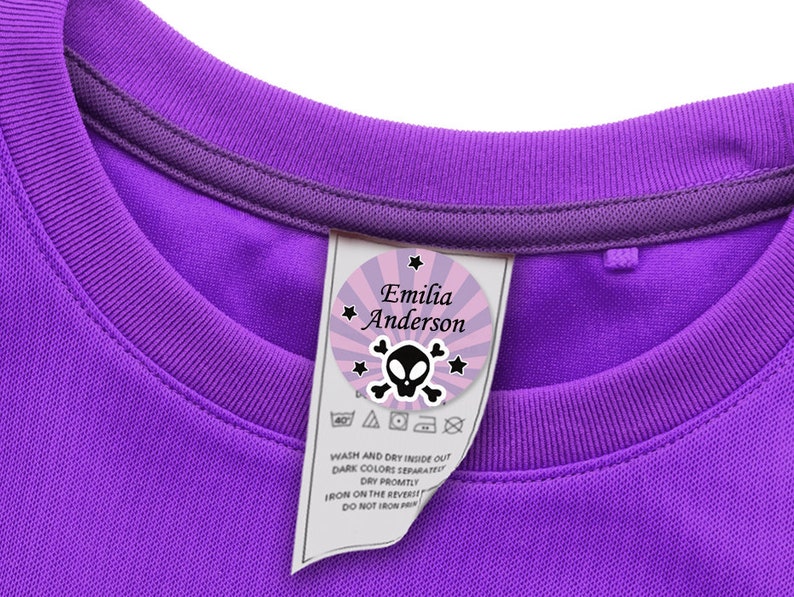 48 ROUND School Uniform Labels Clothing Tag Labels Skull Etsy France