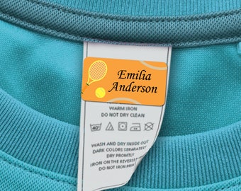 60 Clothing Tag Labels, Camp Name Labels (Tennis Design)