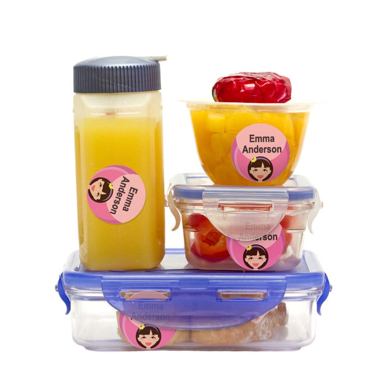 24 ROUND Personalized Baby Bottle Labels Waterproof Dishwasher Safe Girl Design