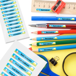 34 Skinny Pen or Pencil Labels, Labels for School Supplies (Farm Animal Friends Design)