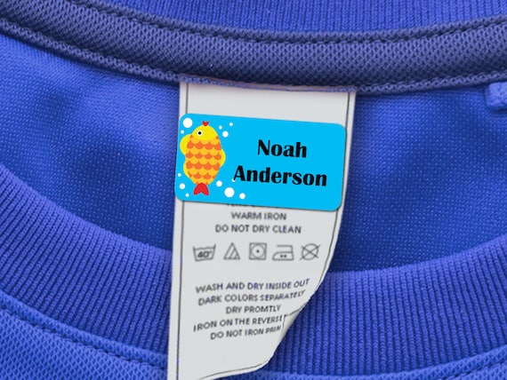 60 Stick on Laundry Labels for Clothing, Washable Clothing Labels, Laundry  Safe Name Tags for Clothes fish Design 