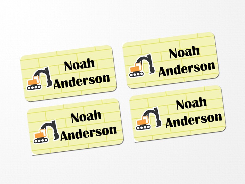 Washable Clothing Labels construction vehicles design Laundry Safe Name