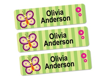 Baby Labels, Baby Bottle Labels, Sippy Cup Labels, Waterproof Labels (Butterfly Design)