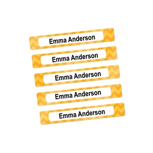 34 MINI WATERPROOF LABELS, Kids Labels, School Supply Labels (Chevron Design)