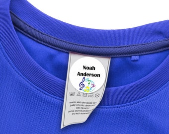 48 ROUND Clothing Tag Labels, Camp Name Labels (Musical #1)