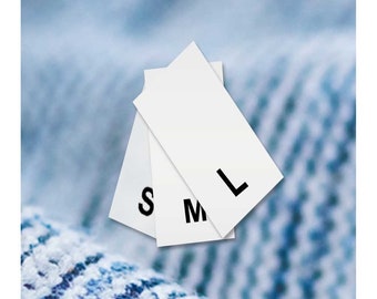 100 Printed Garment Labels - Style #90 - Size Labels