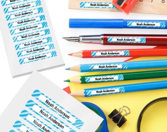 34 MINI School Supply Labels, Name Labels for Kids (Zebra Design)
