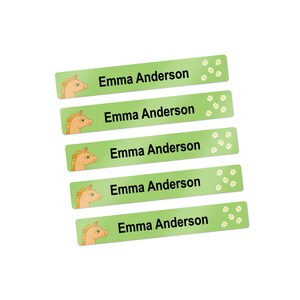 34 Skinny Pen or Pencil Labels, Labels for School Supplies (Horse Design)