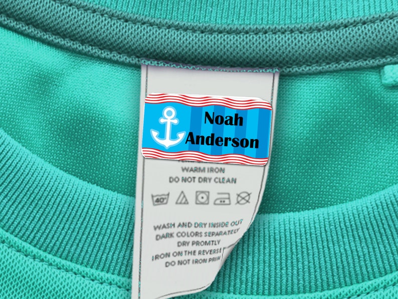 Nautical Design Laundry Safe Labels for Clothing 60 Clothing Tag Labels Personalized with your Name