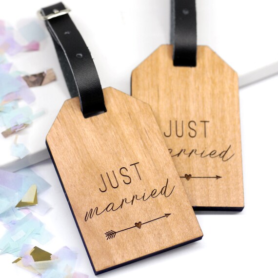 wooden luggage tags
