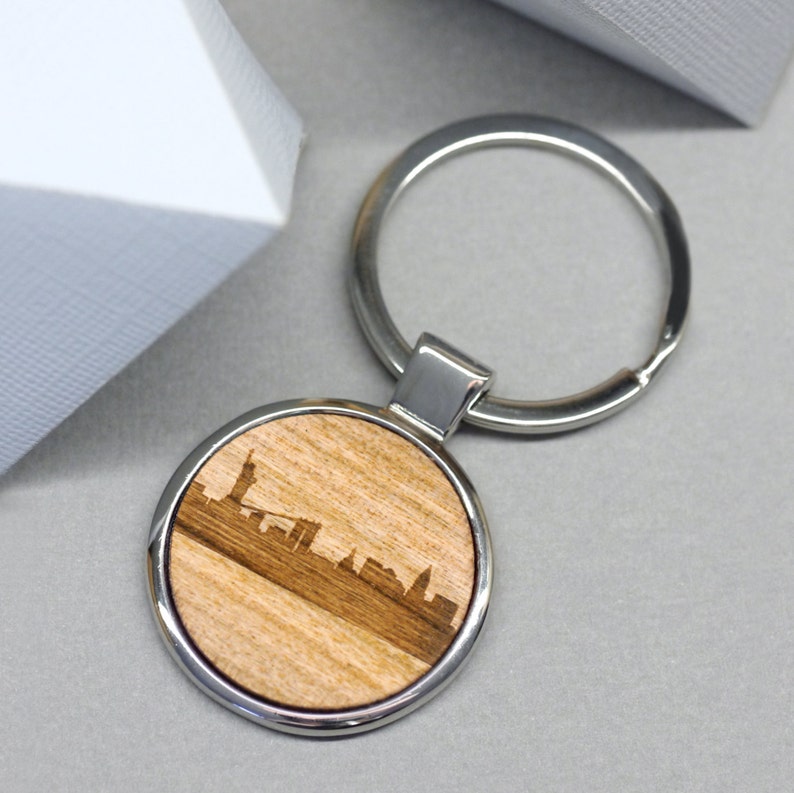 New York Skyline Keyring Wooden NYC Key Ring New York Etsy