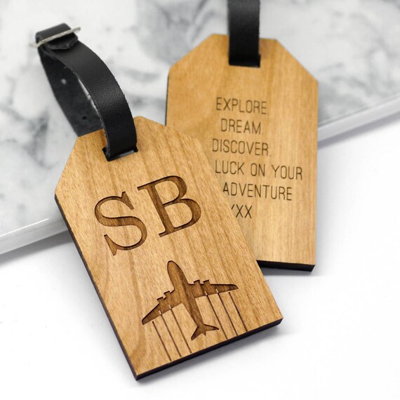 wooden luggage tags