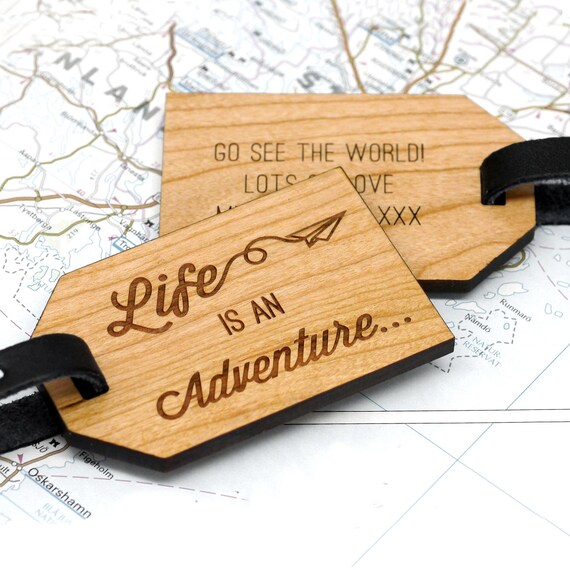 personalised wooden luggage tags