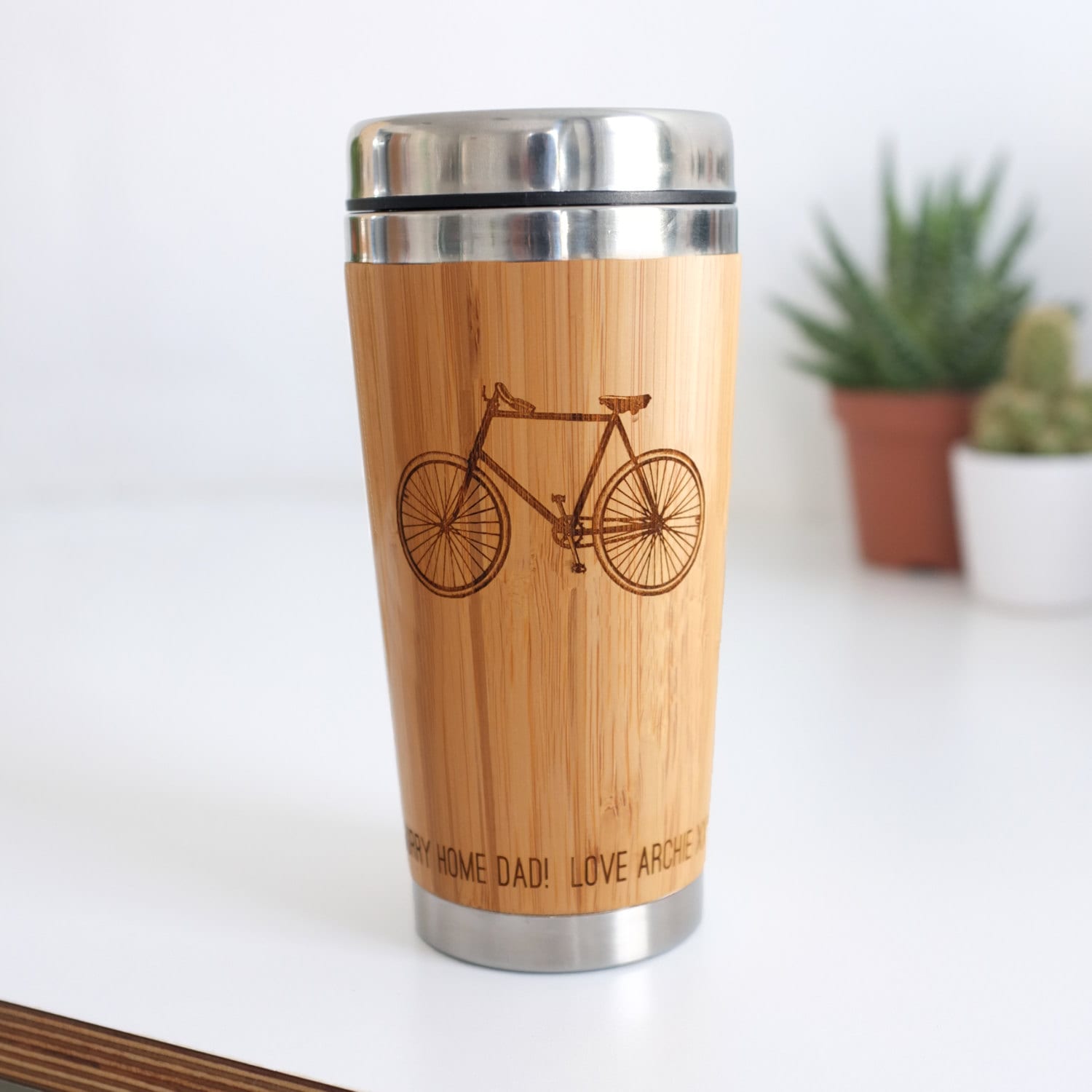 Tasse de Café Vélo, Tasse Voyage Vélo Bambou, Cadeau Pour Lui, Cycliste, en Bois Personnalisée Vélo