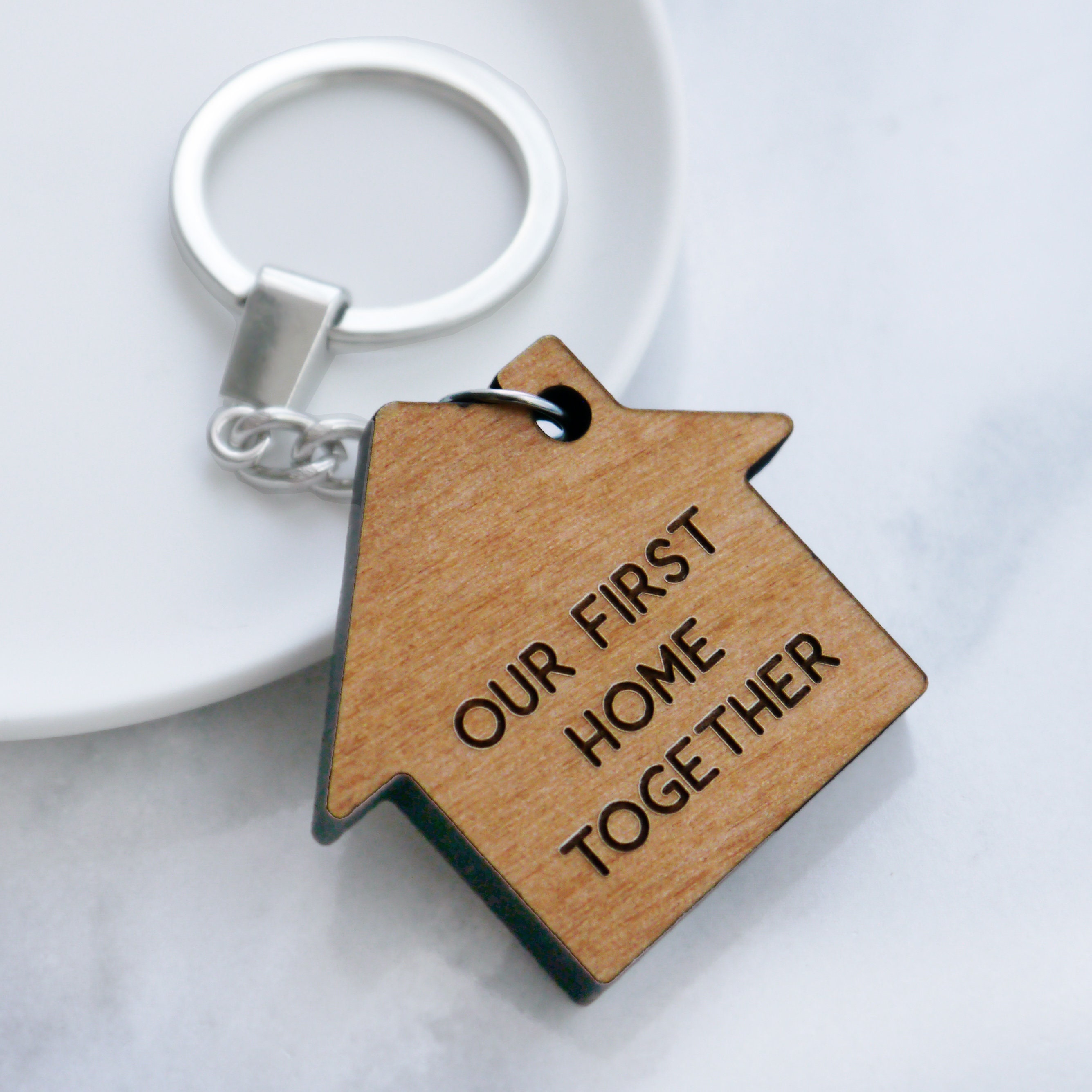 Personalised Oak House / Home Keyring Housewarming New Home Gift New House 