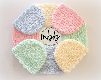 Easy Baby Caps - PATRÓN DE CROCHET / Niñas / Bebé / Lindo / Regalo / Ducha / Bebé prematuro / Recién nacido / Muñeca / Sombreros / Meses