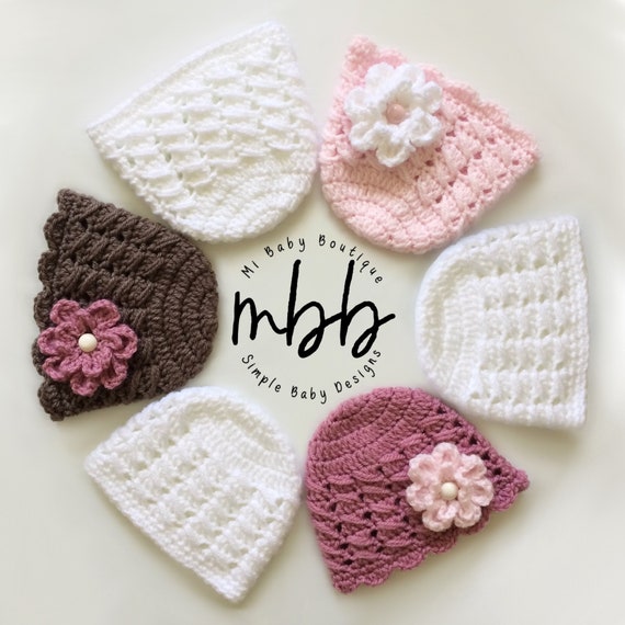 Crochet preemie hat with flower new arrivals