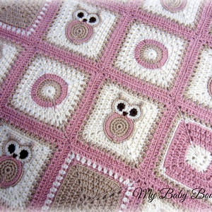 X n' O's Owl Baby Blanket | Crochet Pattern| Throw| Square| Infant| Child| Gift| Baby Shower| Present| Boys| Girls