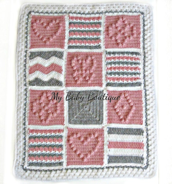 Couverture Bebe Patchwork Girly Crochet Pattern Throw Etsy