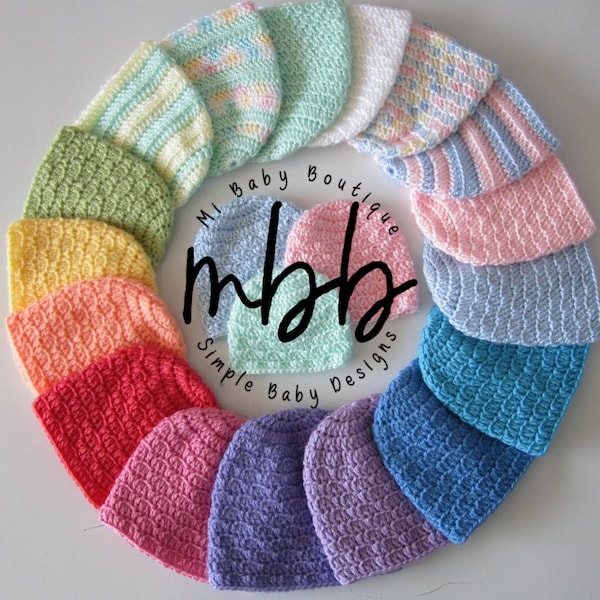 3 bonnets pour bébé rapides et faciles - 6 tailles MOTIF AU CROCHET | Filles| Garçons| Bébé| Mignon| Cadeau| Douche| Prématuré| Nouveau-né| Poupée| Chapeaux| Mois