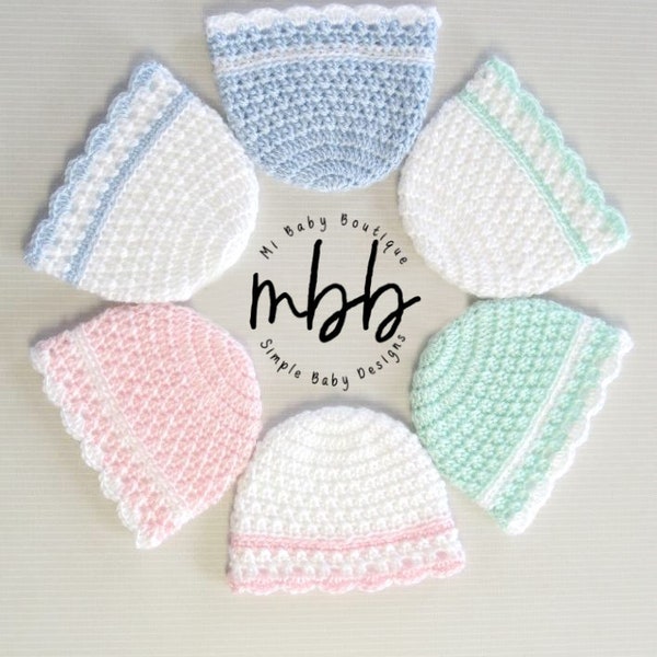 Dressy X n' O's Newborn Hat CROCHET PATTERN| Girls| Boys| Infant| Cute| Gift| Shower| Newborn| Hats